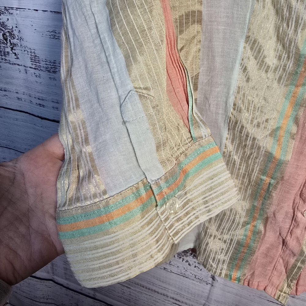 Soft Whimsical Pastel Stripe Cottagecore Shirt | FDJ Size 10 Y2K - Picture 4 of 4